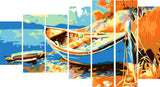 Malen nach Zahlen Natur Kunst Boot am Meer 7 parts
