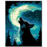 Malen nach Zahlen Nördlicher Aurora Nachtwolf