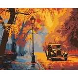 Malen nach Zahlen Herbst Stadt with Oldtimer