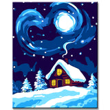Malen nach Zahlen Winternacht Schnee