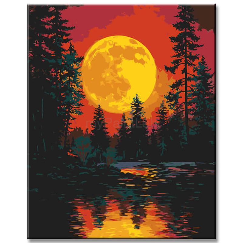 Painting by Numbers Night Mood with Blood Moon
