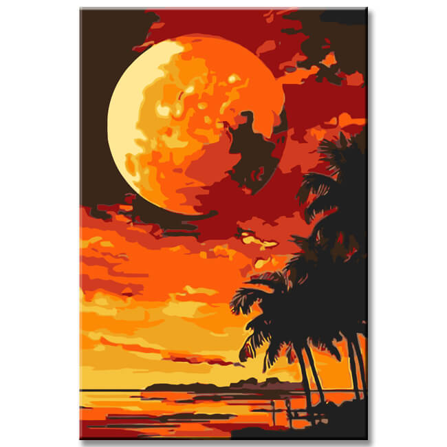 Malen nach Zahlen Schöner roter Mond