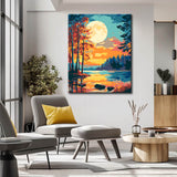 Malen nach Zahlen Vollmond Abendstimmung