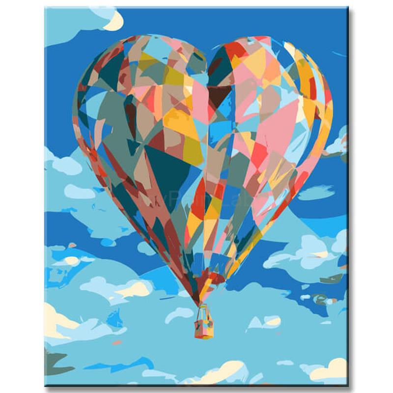 Malen nach Zahlen Blauer Heißluftballon