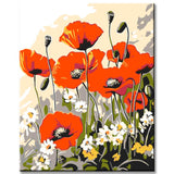 Malen nach Zahlen Rote MohnBlumen