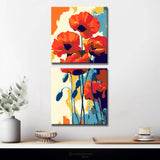 Grinding after painting Aquarell Mohn Blumen 2-piece Versand aus DE