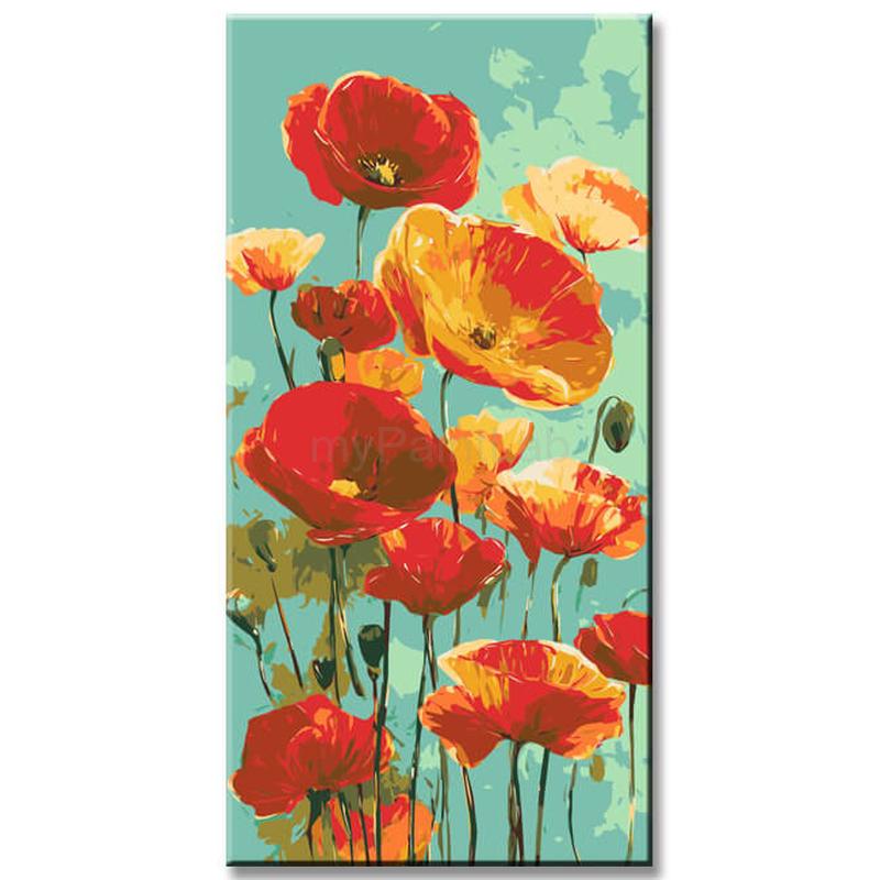 Grind nach Zahlen Aquarell Mohn Blumen
