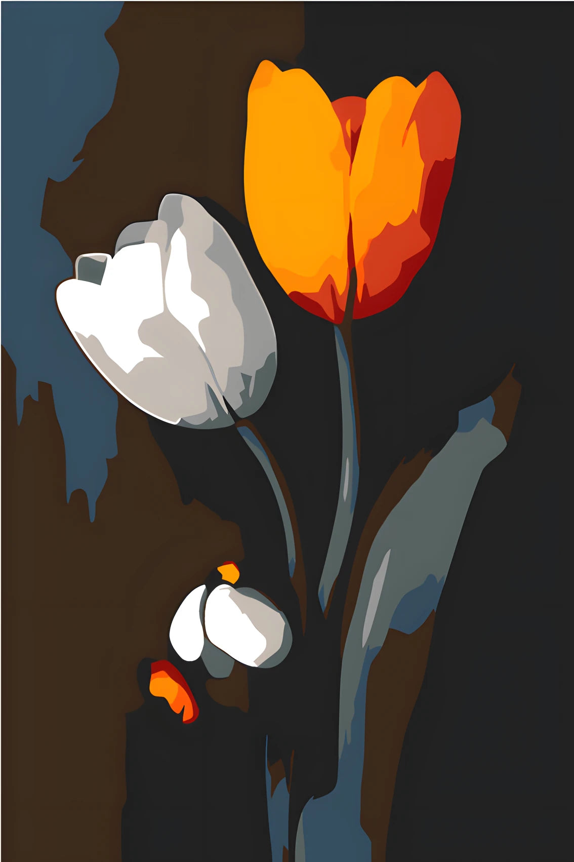 Grind after Zahlen Orange and White Tulip Black White Versand from DE