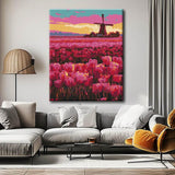 Malen nach Zahlen Niederlande Holland Tulips Windmühle