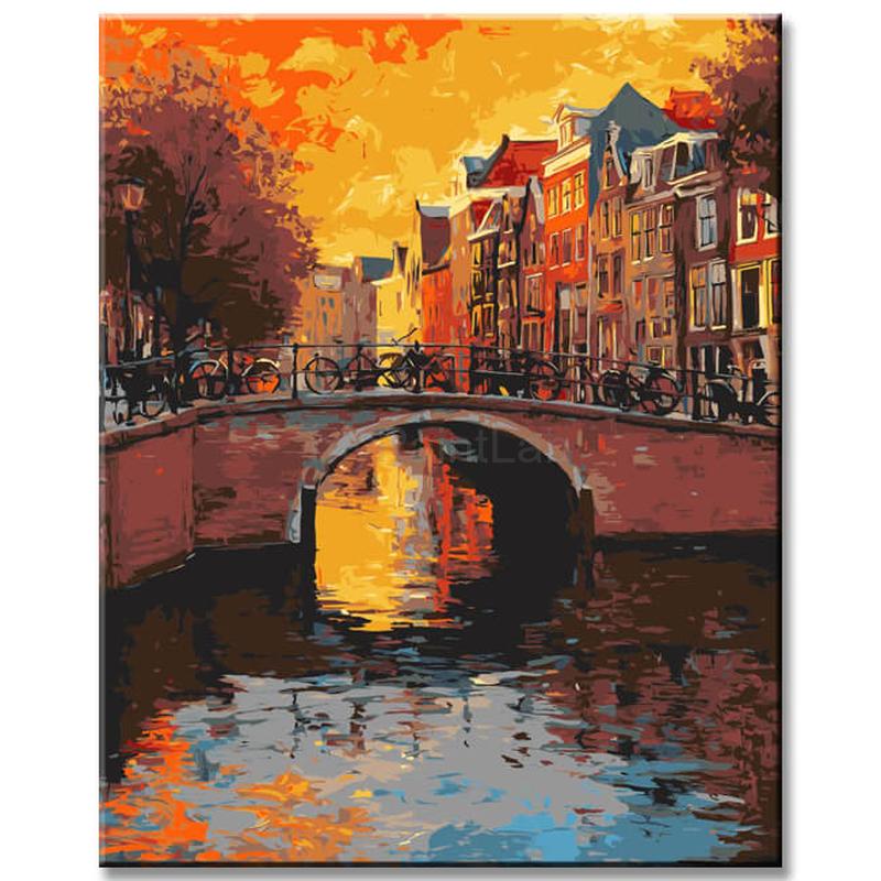 Malen nach Zahlen Niederlande Holland Illustration Stadt