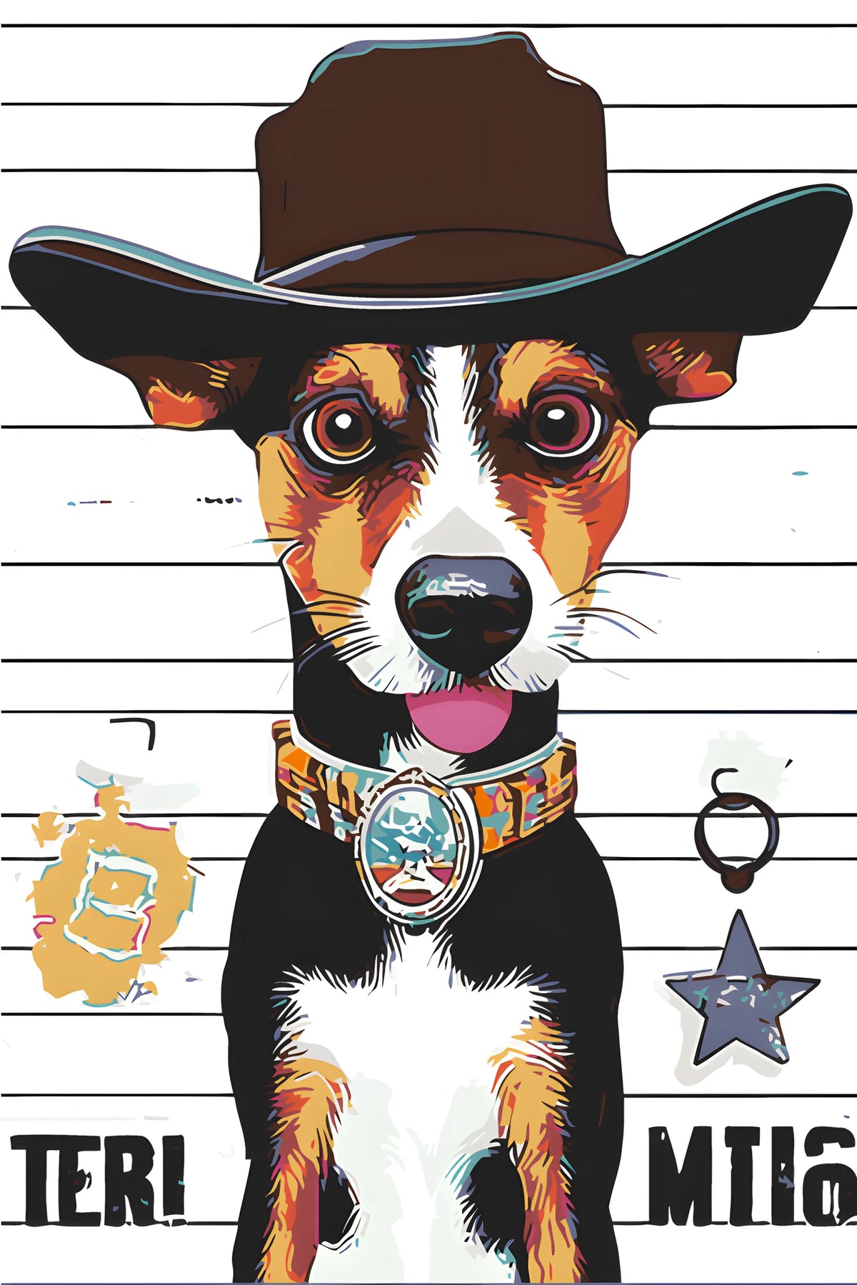 Malen nach Zahlen Kunst Verbrecherhund mit Cowboyhut