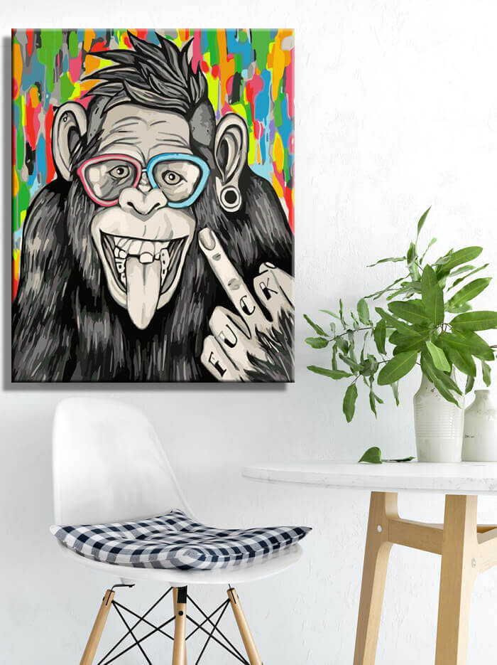 Malen nach Zahlen Kunst Tier Lustiger Affe mit Brille