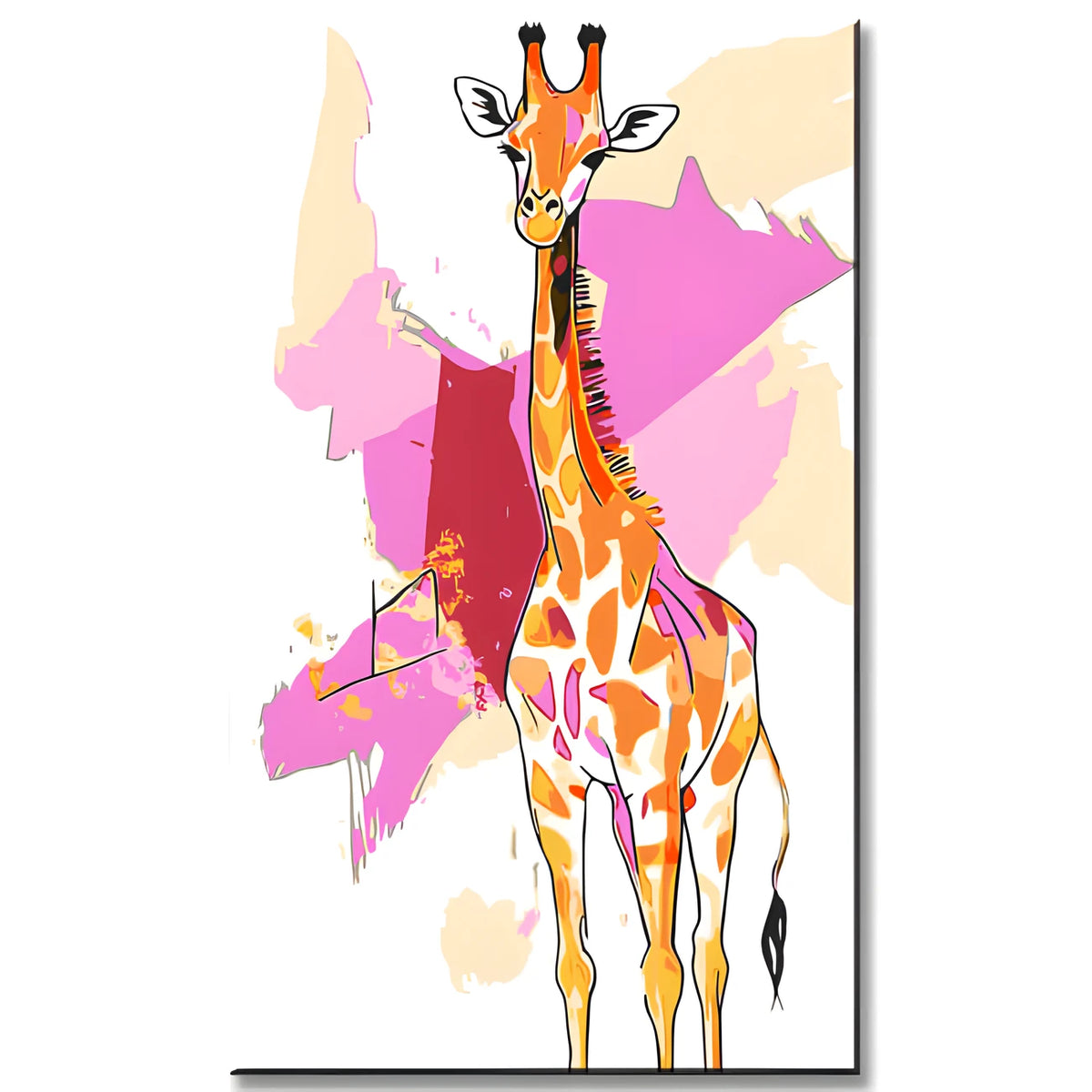 Painting by Numbers Art Animal Giraffe on Pink Background