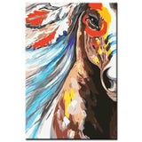 Malen nach Zahlen Kunst Tier Pferd im Indianerstyle
