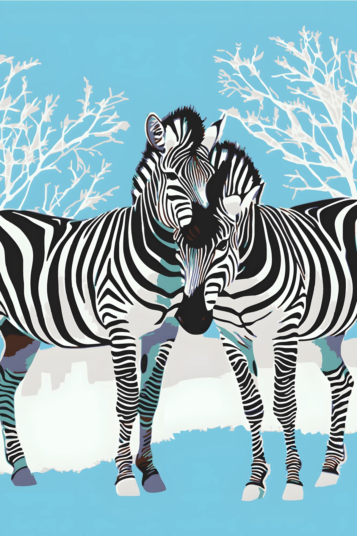 Malen nach Zahlen Kunst Tier Zwei Zebras umarmen sich mit ihren Köpfen