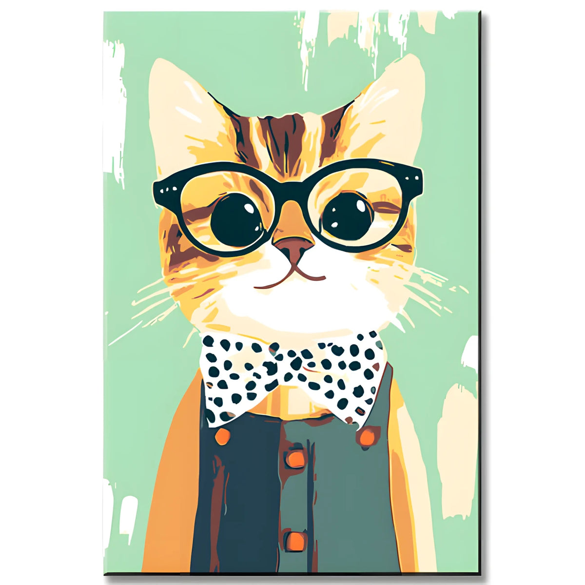 Malen nach Zahlen Kunst Tier Katze trägt Brille