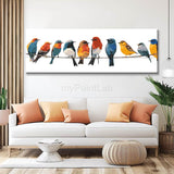 Painting by Numbers Art Animal Many Colorful Birds Sitting on Hangers on a Leash