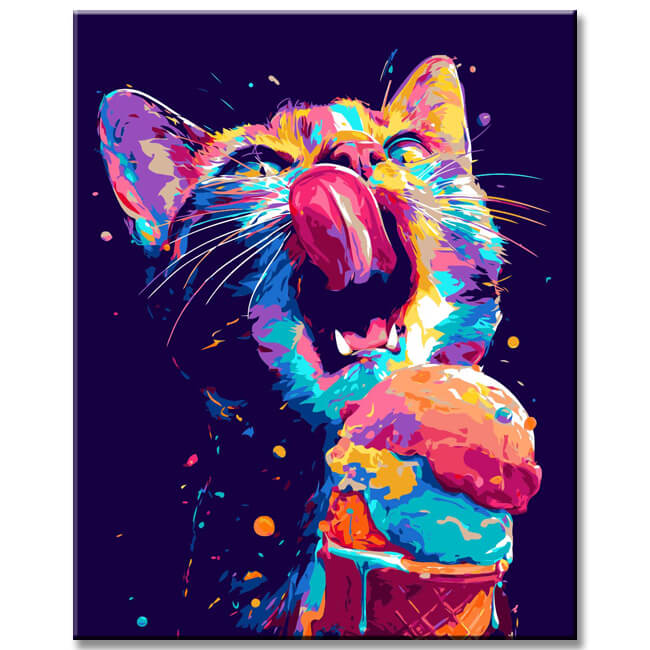 Grind nach Zahlen Leuchtender Katzenkopf