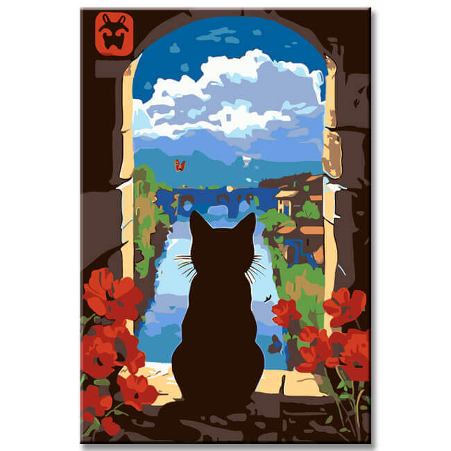 Malen nach Zahlen Katze Kunstbild Landschaft