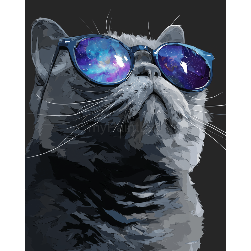 Malen nach Zahlen Katze mit Brille
