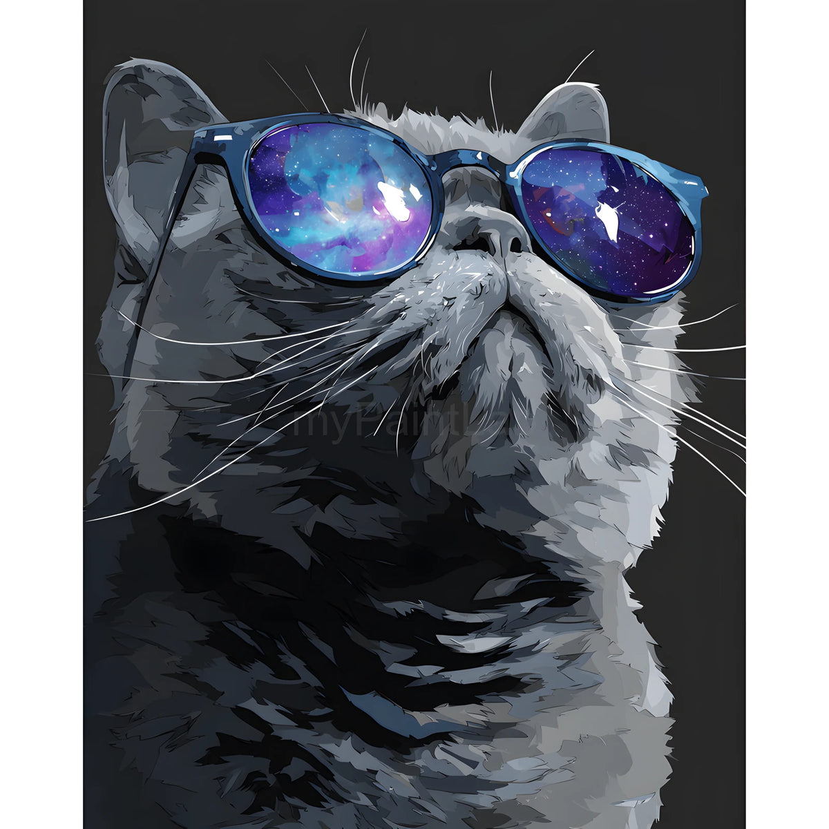 Grind nach Zahlen Katze mit Brille