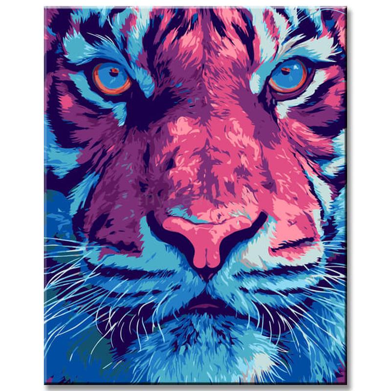 Malen nach Zahlen Kunst Tier Buntes Tigerkopf