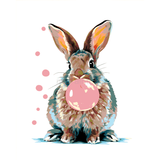 Malen nach Zahlen Kunst Tier Hase macht mit Kaugummi eine Blase