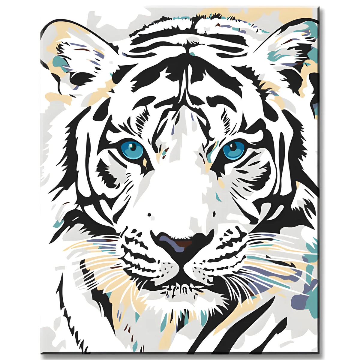 Malen nach Zahlen Tiger schwarz-weiss mit blauen Augen