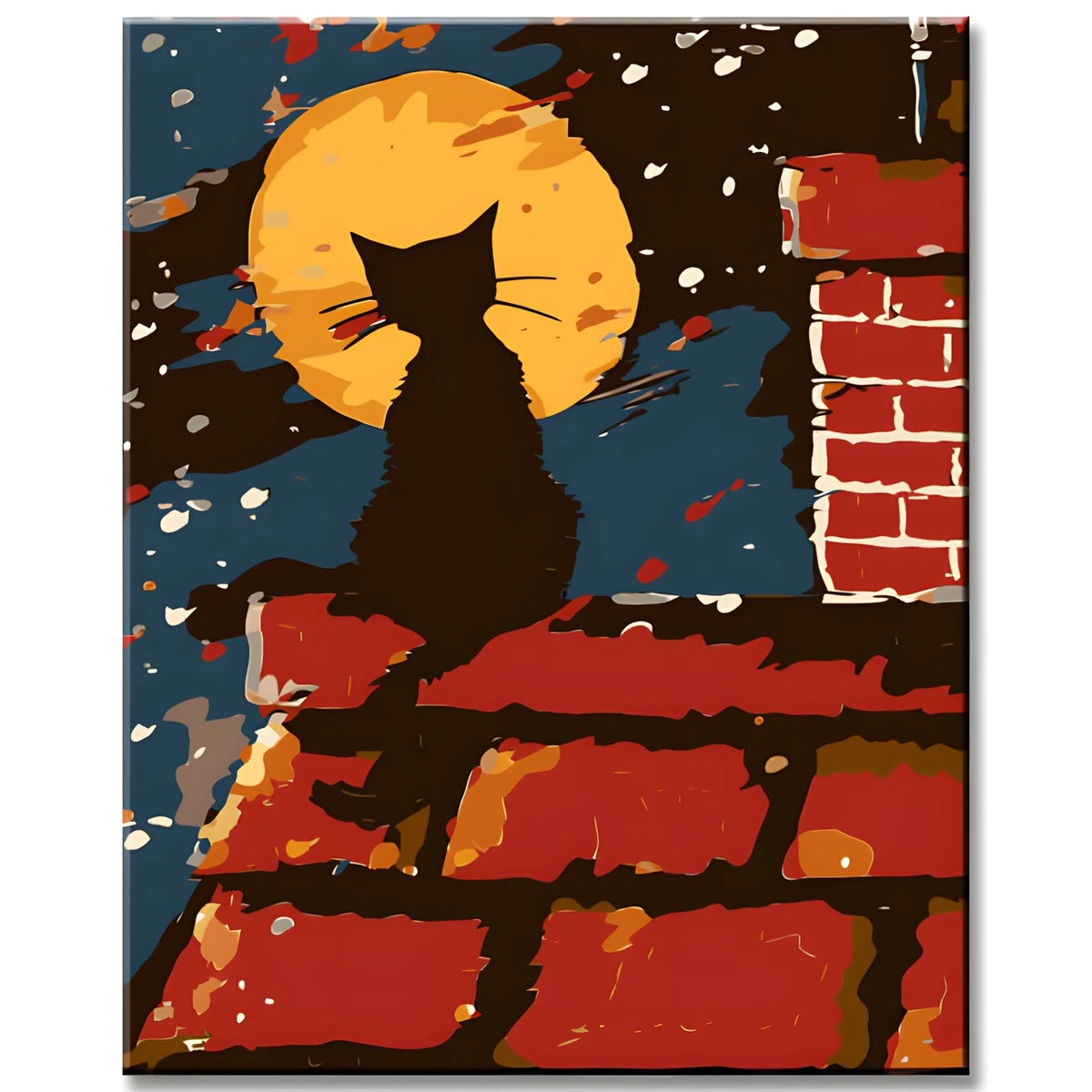 Malen nach Zahlen Schwarze Katze hinter Pflanzen-30*40cm-mit Keilrahmen-mit Bespannungsservice