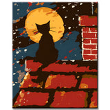 Malen nach Zahlen Schwarze Katze hinter Pflanzen-30*40cm-mit Keilrahmen-mit Bespannungsservice