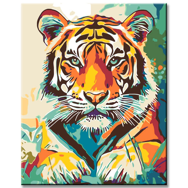 Malen nach Zahlen Bunter Tiger Kunstbild