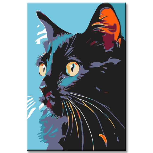 Malen nach Zahlen Schwarze Katze im Portrait