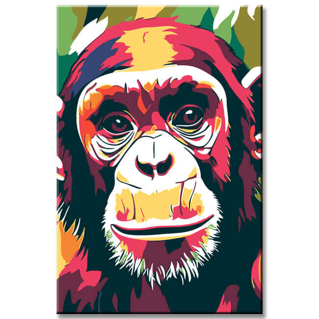 Malen nach Zahlen Affe Schimpanse Portrait