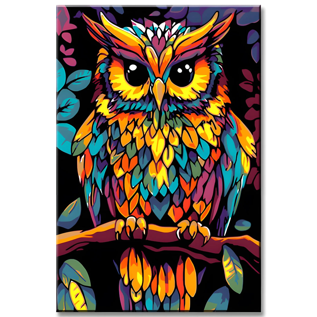 Malen nach Zahlen Vogel Uhu Portrait farbig