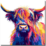 Malen nach Zahlen Farbiges Highland Hochland Rind
