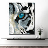 Grind after Zahlen Weißer Tiger with blue Auge