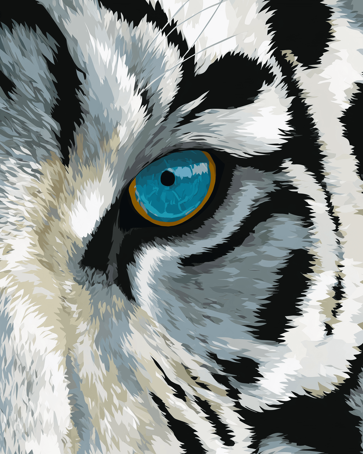 Grind after Zahlen Weißer Tiger with blue Auge