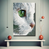 Grind nach Zahlen Weiße Katze mit grünem Auge