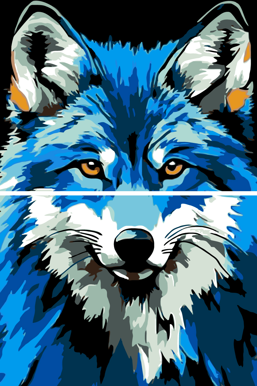 Malen nach Zahlen Blauer Fuchs Tier Kunst 2-teilig