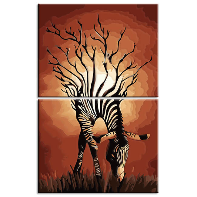 Malen nach Zahlen Grafik Tier Kunst Zebra 2-teilig Versand aus DE