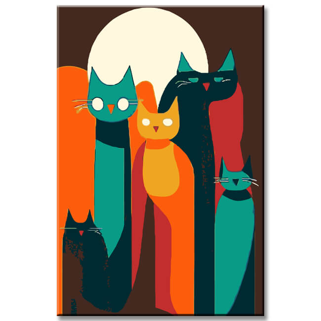 Malen nach Zahlen Abstrakte Kunst Katzenfamilie