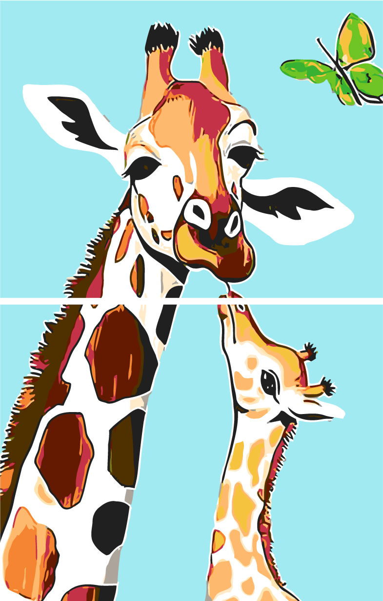 Malen nach Zahlen Giraffe mit gebogenem Hals 2-teilig Versand aus DE