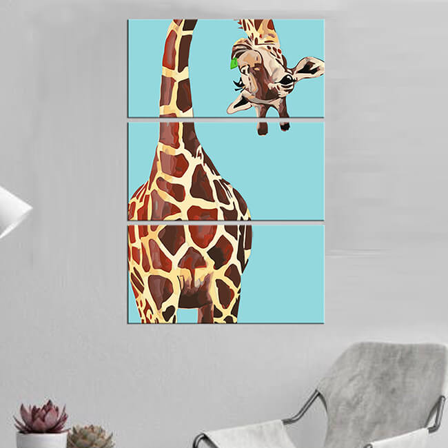 Malen nach Zahlen Giraffe mit gebogenem Hals 3-teilig
