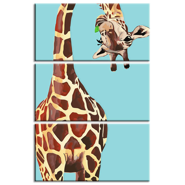Malen nach Zahlen Giraffe mit gebogenem Hals 3-teilig