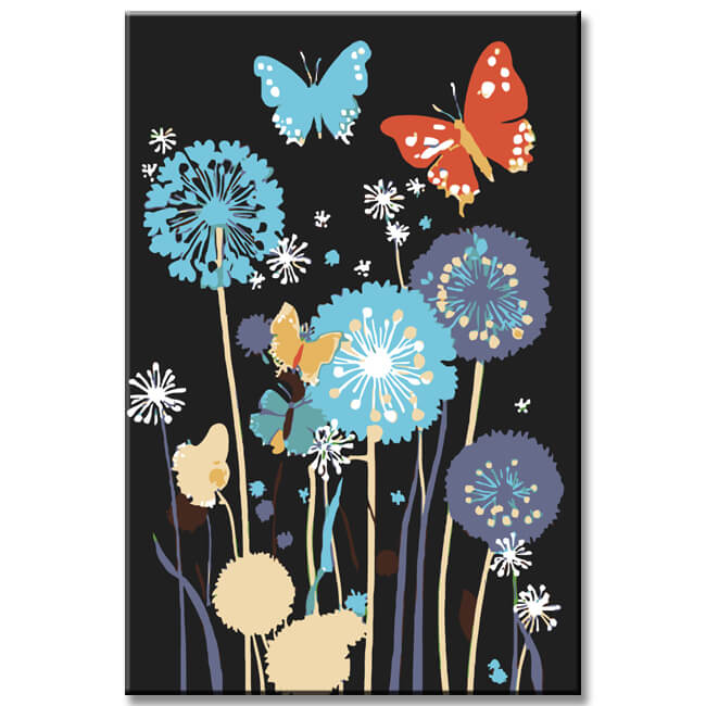 Malen nach Zahlen Schmetterlinge mit PusteBlumen