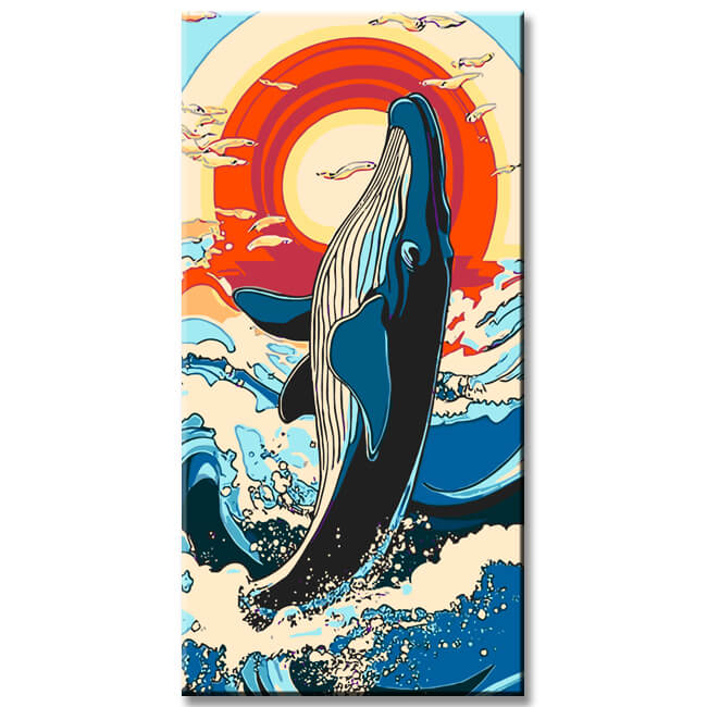 Malen nach Zahlen Wal sprint aus dem Meer