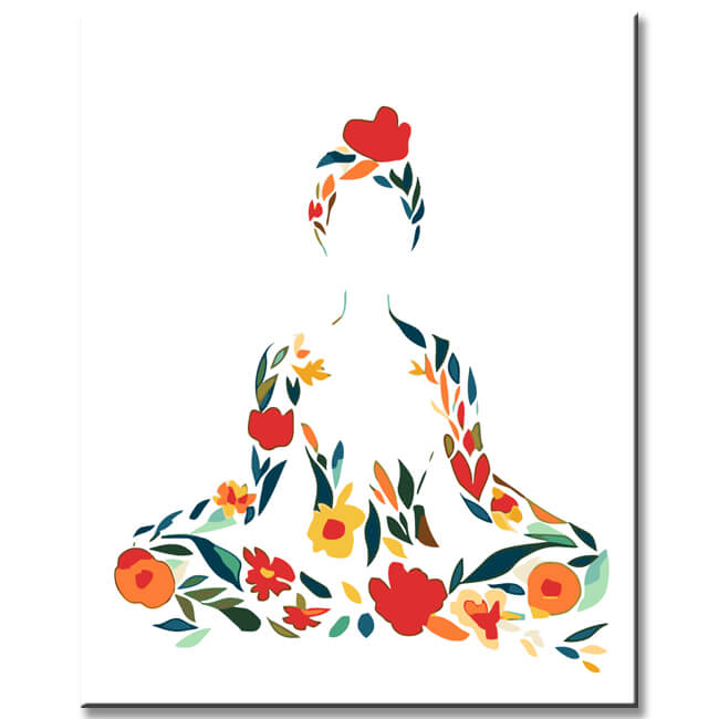 Malen nach Zahlen Yoga Meditation Aquarell Blumen