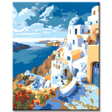 Santorini Dorf Griechenland - Malen nach Zahlen