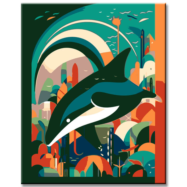 Malen nach Zahlen für Kinder Wal