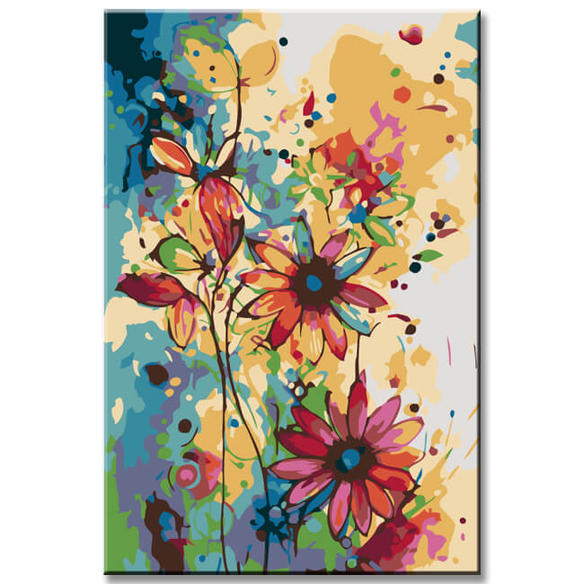 Malen nach Zahlen: Blumen Abstrakt I